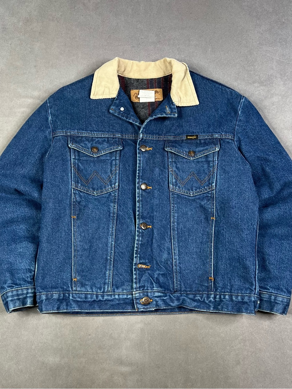 Wrangler Dark Blue Denim Jacket with Cream Collar